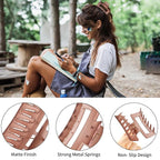 3.5 Inch Medium Hair Accessories - 6 Pack Square and Rectangle Banana Jaw Clips for Women and Girls - Tea