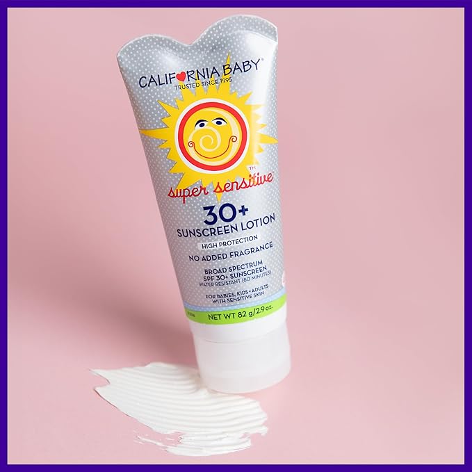 California Baby Super Sensitive SPF 30+ Sunscreen | Unscented | Mineral Based | Baby Sunscreen for Face + Body | Titanium Dioxide | 170 grams / 6oz