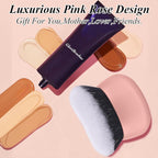 75MM Extra Large Self Tanner Kabuki Makeup Brush – Ultra Soft Dense Vegan Bristles for Body Makeup, Bronzer & Foundation–Applies Tanning Mousse, Lotion & Self Tanner–Pink, Wet & Dry