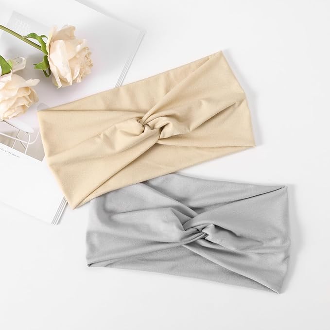 12 Pcs Stretchy Sport Headbands for Women,Absorbed Sport Headband Soft Twist Knotted Headbands for Yoga, Workout Daily Life