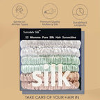 Suncdelv Silk,100% Silk Scrunchies for Hair,22 Momme Hair Ties for Anti-Crease & Breakage,Natural Women Hair Accessories，Fashion Hairbands 6PCS (White, Light Green, Rubber Red)