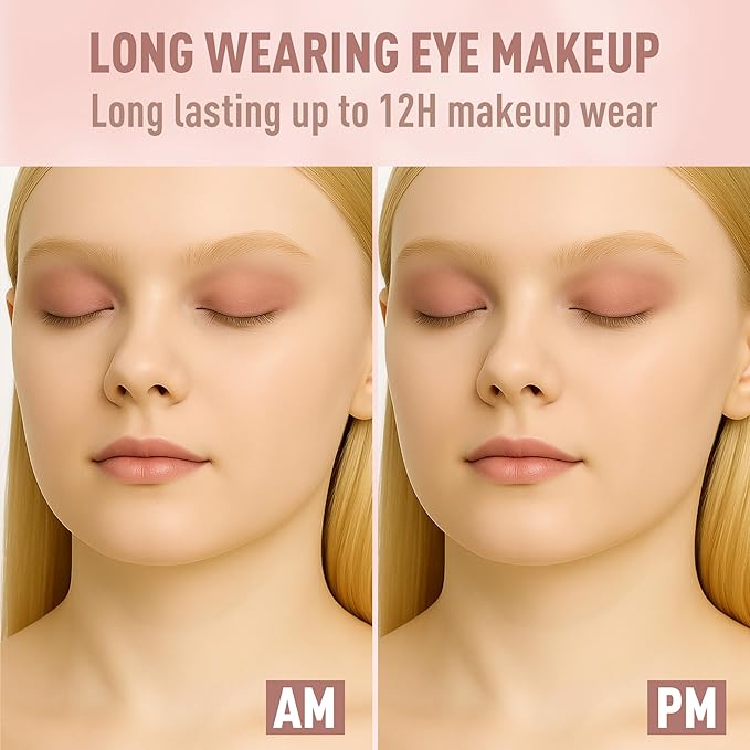 FV Long Lasting Cream Eyeshadow Stick, Waterproof & High Pigmented Eye Shadow Sticks Duo with Blending Sponge, Crease-Proof & Natural Finish Eyeshadow Pencil, Sand Matte