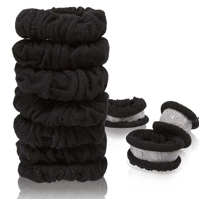 Hair Scrunchies For Women's Hair Black Seamless Hair Ties No Damage Ponytail Holders With All Day Hold Thick & Curly & Heavy Fine Hair Accessories Strong Elasticity No Snag Dents Breakage