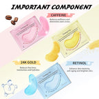 Eye Masks (36 Pairs) - Caffeine, Retinol, 24K Gold for Puffiness, Dark Circle, Wrinkles, Fine Lines - Firming Eye Gel Pads, Great for Holiday Gifts and Personal Use