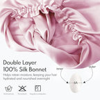 MISF 22 Momme 100% Real Mulberry Silk Bonnet For Sleeping Women, Double Layer Pure Silk Bonnet with Adjustable Elastic Band