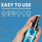 Body Glitter Spray & Glitter Hairspray - Ultra Shiny, Long - Lasting, Quick - Dry & Waterproof. Clog - Resistant Nozzle. Perfect for Parties, Dances and All Glamourous Occasions Bule