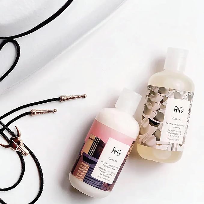 R+Co Dallas Biotin Shampoo + Conditioner Travel Set | Adds Volume, Strength & Fullness | Vegan + Cruelty Free | 2oz (Pack of 2)