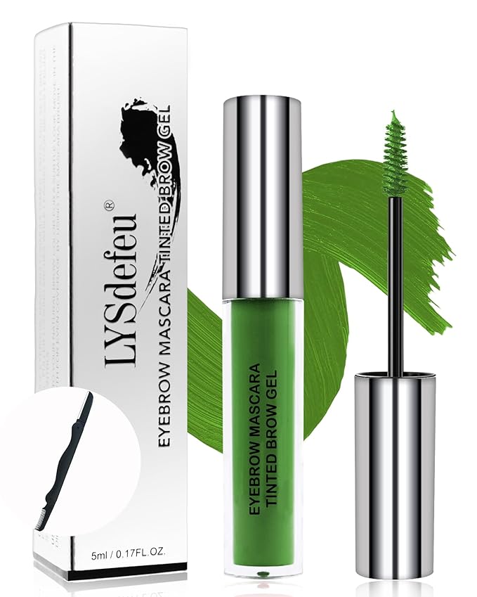 Tinted Eyebrow Gel Mascara- 1Pcs Long Lasting Waterproof Green Tinting Eye Brow Glue Colored Mascara, Dark Green Brow Filler Curling rimel de pestañas,Halloween Makeup Gift for Women Girl-#12
