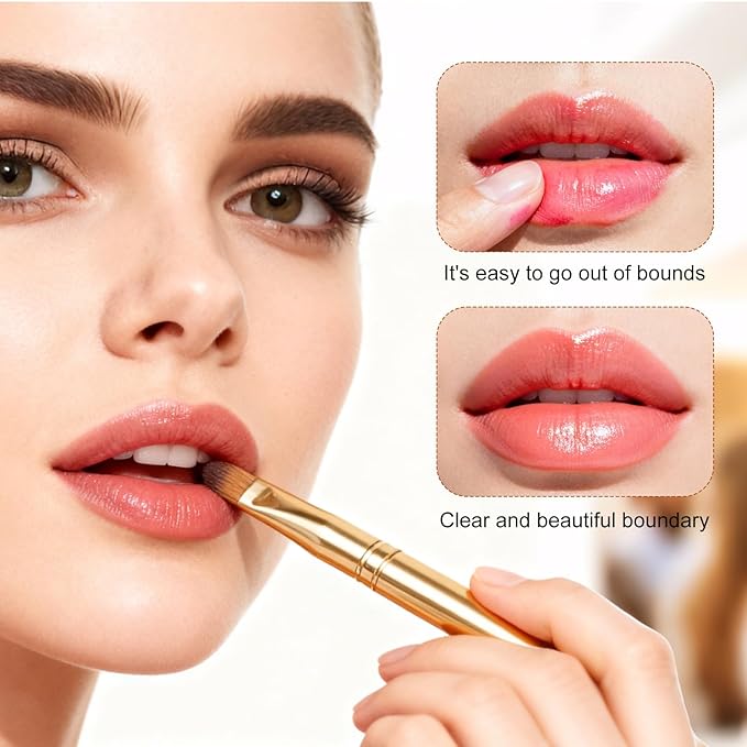 3 Pack Lip Brush for Lipstick Retractable Lip Brushes Double-Ended Lips Makeup Brushes with Lid for Lipstick Lips Gloss