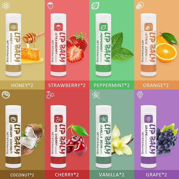 16 Pack Lip Balm, Natural Lip
