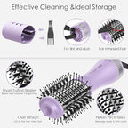 Blow Dryer Brush, Hair Dryer Brush in One, 600W Oval Hot Air Volumizer & Straightener, Anti-Frizz Blowout Styling Brush, Dual Voltage 110–240V Travel (2 Inch) Purple