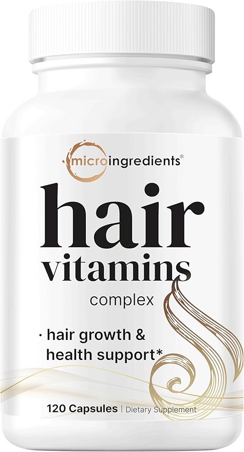 Micro Ingredients Hair Growth Vitamins for Women & Men, 120 Capsules | 14-in-1 Formula with Biotin, Collagen, Keratin, Saw Palmetto & More | Thicker, Fuller, Nourishes Thinning & Loss Hair Support