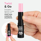Blue Squid PRO Pastel Pink Face Paint Stick - Waterproof Body Paint for Adults & Kids Pink Eye Black Baseball, Eyeblack Softball -Hypoallergenic TwistUp NonToxic Makeup Stick for Cosplay, Sports & SFX