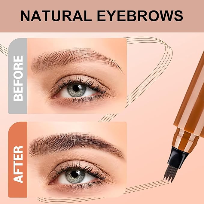 2PC Microblading Eyebrow Pencils for Women, 2026 New 3D Waterproof 4-Tip Magic Eyebrow Pencil With Micro-Fork Tip,Easy to Create a Natural Makeup Look, Suitable For All day use(Gray Brown)
