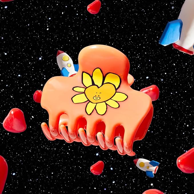 Kitsch BT21 Recycled Plastic Puffy Medium Hair Clips for Women, Medium Claw Clip for Thin & Thick Hair | Ideal Gifts for Women - TATA, 1pc