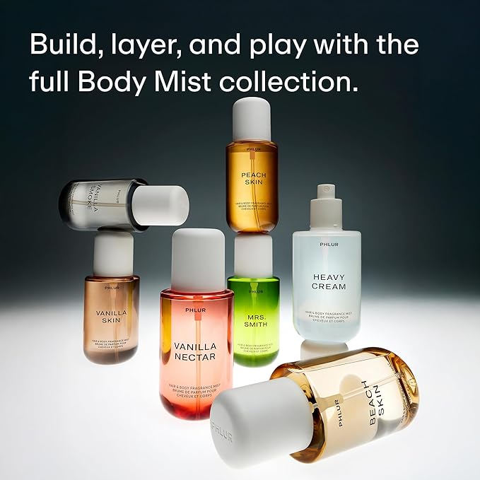 PHLUR Vanilla Peach Trio ($75 Value) - Exclusive 3pc Travel Size Body Mist Set ft. Vanilla Skin, Vanilla Nectar, Peach Skin (3 x 3 fl oz)