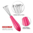 Boao 2 Pieces Hair Brush Cleaning Tool Comb Set Mini Hair Brush Dirt Remover with Metal Wire Rake for Removing Hair Dust Home and Salon Use(Pink and Black)