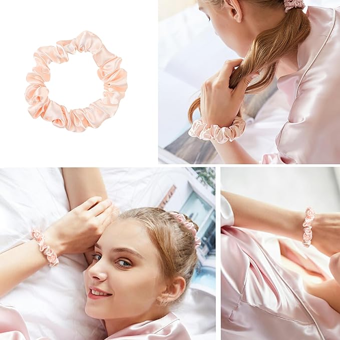 Hair Ties Satin Silk Small Scrunchies for Women Girls Ponytail Holders 20 Pcs Mini Bulk Scrunchies Elastic Hair Bands for Thick Curly Hair Pony Tails Hair Ties