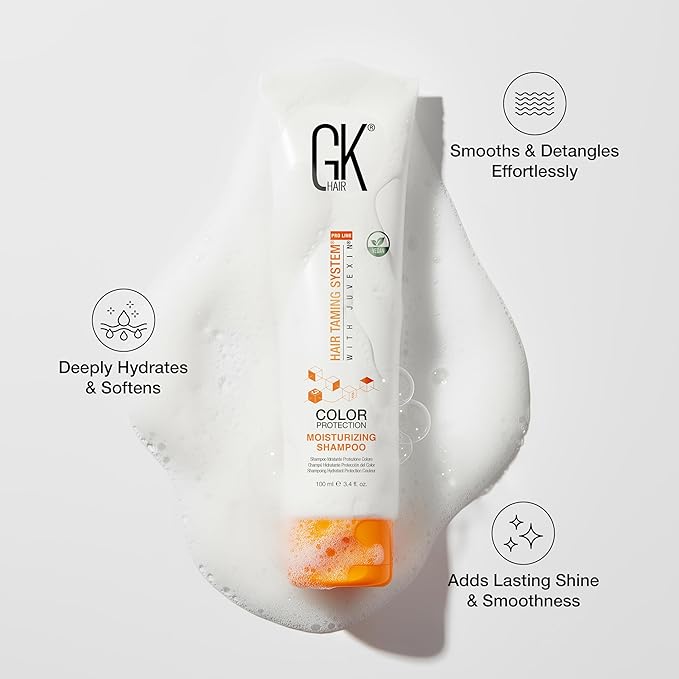 GK HAIR Travel Size Shampoo &Conditioner set-Curly Hair Shampoo & Conditioner For Color Protection-Made with Aloe vera,Parki Butter-Free of Parabens Phthalates & Sulfate Free (3.4 Fl Oz)