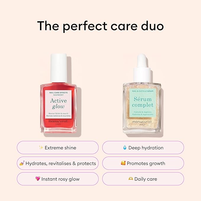 Manucurist Active Discovery Kit - Manicure Set - Nail Care Set, Vegan & Made in France: 1 Nail File, 1 Nail Buffer, 1 Cuticle Remover, 3 Wood Cuticle Pushers, 1 Active Glow, 1 Serum- Gifts for Women