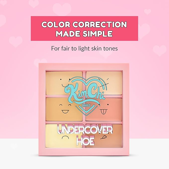 KimChi Chic Undercover Hoe Corrector Palette - Full Coverage Concealer, Creamy, Long Wearing, Hides Dark Circles & Blemishes Cruelty Free, Light 0.25oz