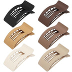 French Flat Hair Clips for Women 6pcs Hair Claw Clips for Thick or Thin Hair Matte Claw Clips for Girls Barrettes Non-Slip Strong Hold Hair Accessories for Women (Brown)