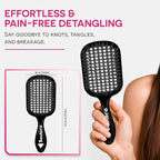 Bautero Brush Detangler Brush for Wet & Dry Hair, Pain-Free Brushing on All Hair Types, Knot Removal, Vented Hair Brush, Juni Midnight