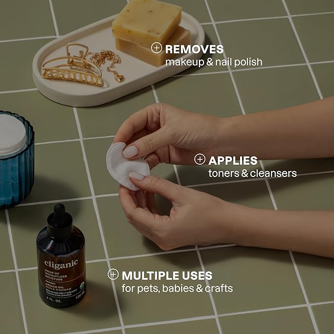 Cliganic Organic Cotton Rounds (500 Count) Makeup Remover Pads, Hypoallergenic, Lint-Free | 100% Pure Cotton (Packaging May Vary)