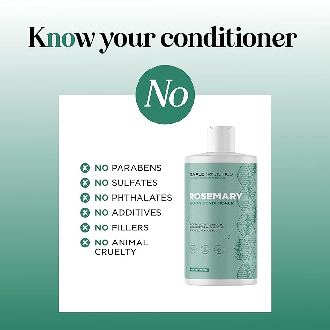 Biotin Rosemary Conditioner for Thinning Hair - Vegan Rosemary Biotin Conditioner with Volumizing Plant Proteins & B Vitamins for Fine Weak & Dull Hair - Sulfate Paraben & Silicone Free (16 Fl Oz)