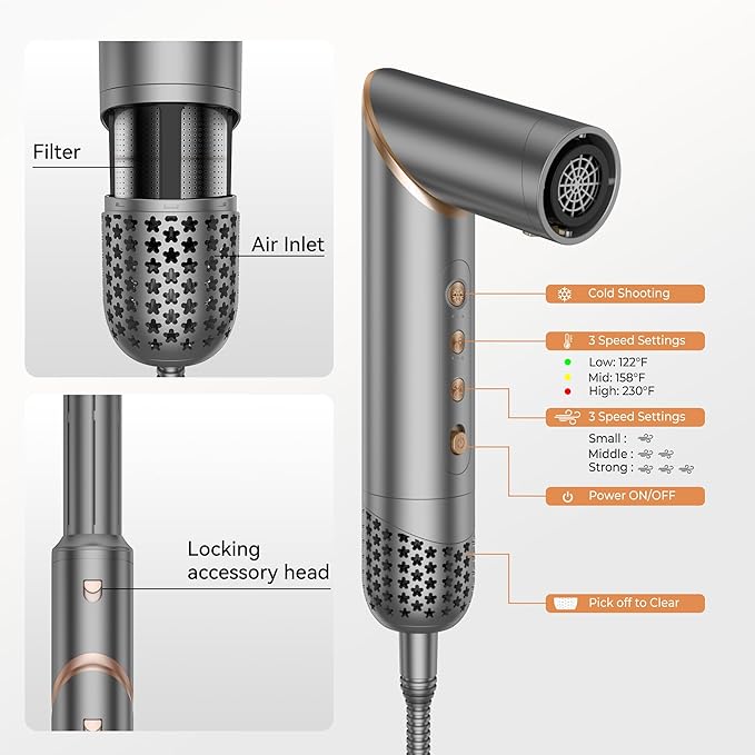 6 in 1 Hair Dryer Brush, Powerful Blow Dryer Brush Air Curler Air Curling Wrap Styler, Blow Dryer Diffuser Ionic Hot Air Brush Fast Dry, Straight,Curl, Blow dryers Brush for Hair, Travel Bag 100-120V