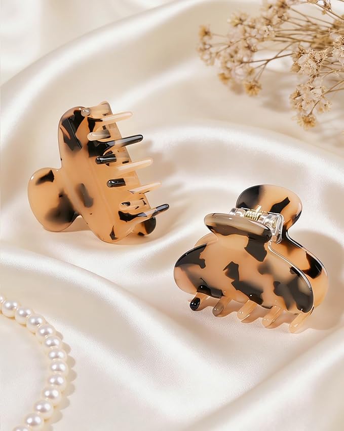 MAORULU 2 Pack Mini Acetate Hair Claw Clips – 1.6 Inch Small Durable Hair Clips for Women & Girls, Strong Hold Tiny Jaw Clips for Bangs & Half Up Hairstyles (Tortoise)