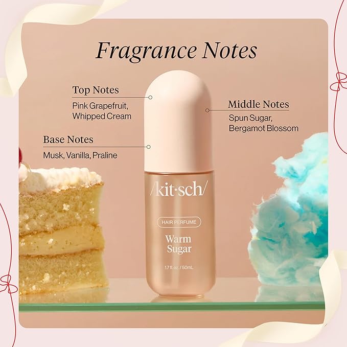 Kitsch Hair Perfume for Women- Warm Sugar and Oak & Amber | Clean, Deodorizing & Patented Odor-Eliminating Technology Hair Spray & Body Mist- Freshen Hair, Pillows | Ideal Gifts for Women - 50mL, 2pcs