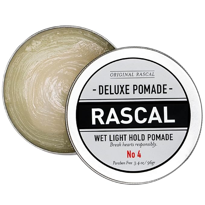 Original Rascal Deluxe Pomade for Men #4 - Hair Paste with Light Hold & Wet Look - High Shine Hair Molding Paste - Formulated with Ceteareth-25 & Castor Oil for Hair Growth & Health - Natural Finish
