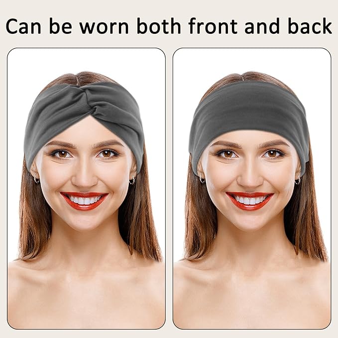 12 Pcs Stretchy Sport Headbands for Women,Absorbed Sport Headband Soft Twist Knotted Headbands for Yoga, Workout Daily Life