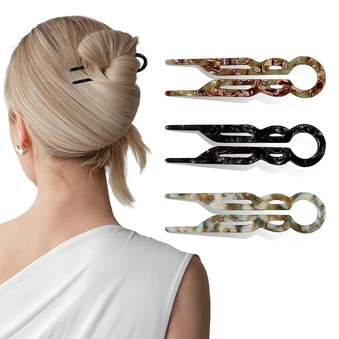 3PCS Prestige Hair Pin for Women, U-shaped Flat Clips, New French Hair Accessories HairPin, Strong Durable, Strong Hold Hair Fork for Women Buns, All Hair Styling Accessories Suitable (Large 4.5in)
