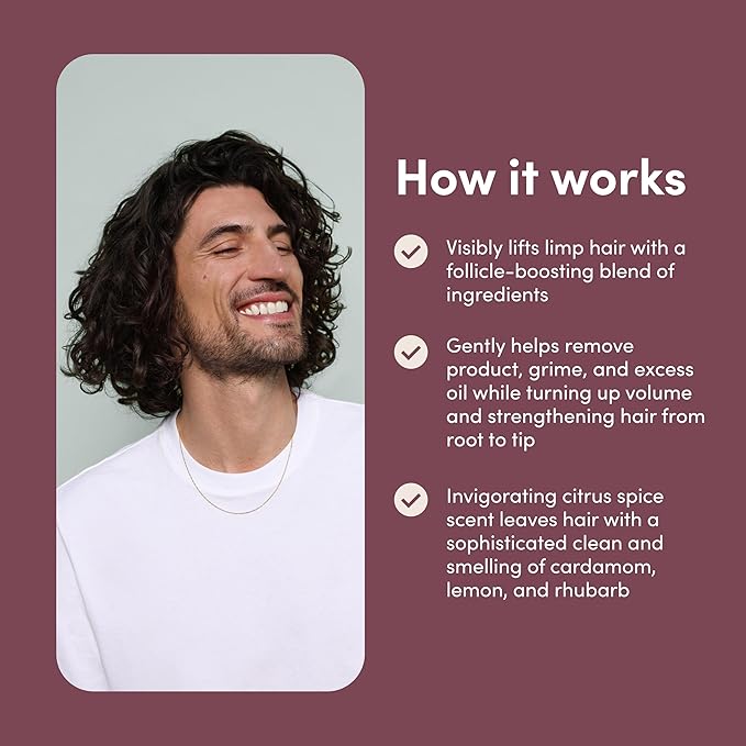 hims Max Volume Shampoo, 2 Pack - Volumizing Natural Shampoo for Men with Biotin - Adds Volume, Shine & Bounce - Citrus Spice - 2 x 6.4 fl oz