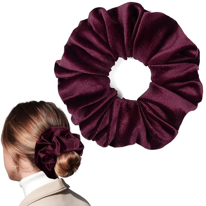 CEELGON Burgundy Big Velvet Scrunchie 6.5 Inches Jumbo Scrunchies Hair Ties Oversized Ponytail Holder for Thick Curly Hair Extra Large Hair Accessories for Women (Burgundy)