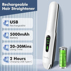 SUNMAY Cordless Hair Straightener, Portable Mini Flat Iron Hair Straightener for Travel, 20s Fast Heating, 5000mAh USB-C Rechargeable, Dual Voltage Hair Straighteners and Curlers 2 in 1 for Women