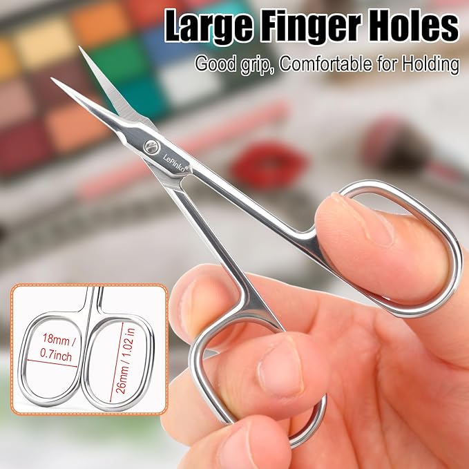 LePinko Cuticle Scissors, Extra Fine Tip, for Manicure and Pedicure, Gifts for Men Women