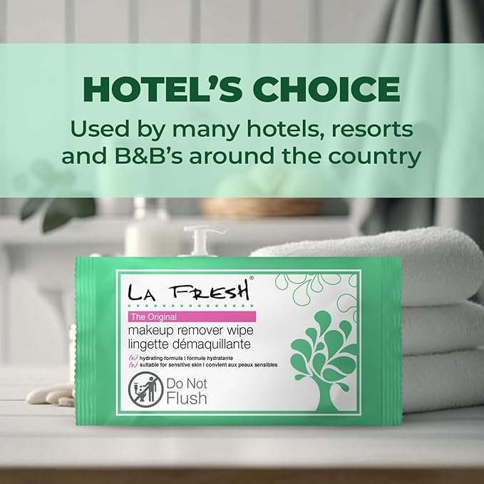 La Fresh Travel Lite Makeup Remover Cleansing Face Wipes – Facial Towelettes with Vitamin E for Waterproof Makeup – Individually Sealed Wrappers (Large 8 in x 7 in Cloth Size) - 1200 Count