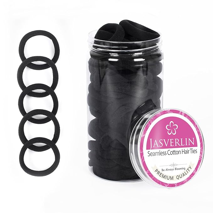 100 pcs Hair Ties Black Ponytail Holders, Soft Elastics Small No Damage Hair Bands for Women Girls Thick Thin Hair Styling Accessories Seamless No Pull 1.5 inch