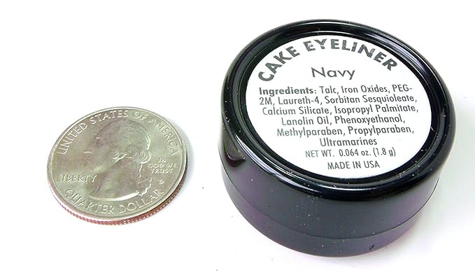 Matte Cool Dark Navy Blue Cake Eyeliner & Pressed Eyeshadow, Water Activated Powder; Gluten & Cruelty Free