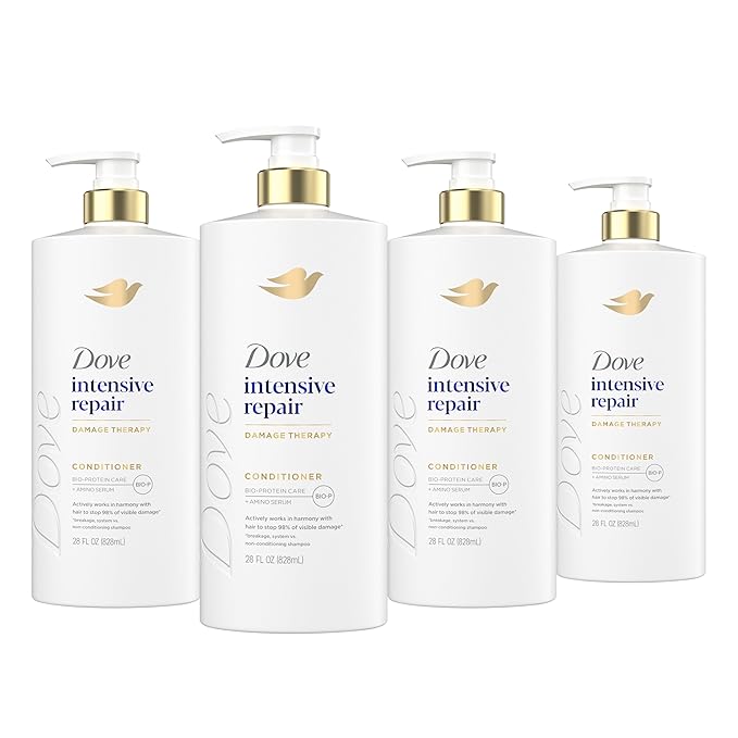 Dove Conditioner 4 Pack Intensive Repair for Damaged Hair with Bio-Protein Care Technology and Amino Serum 28 Fl Oz
