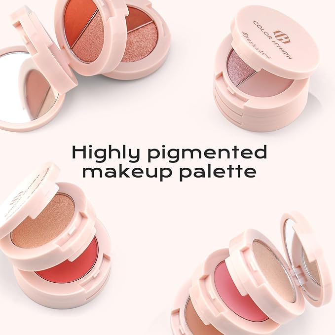 Color Nymph 6 Colors Eyeshadow Makeup Palette | 6-IN-1 Multi-Colored Shimmer & Matte Long-Lasting Travel Size Eye Shadow Make up Kit, Stacked Makeup Design Includes Eyeshadow Brush and Mirror