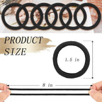 Nylon Black Hair Ties - No Damage,Strong Soft Cotton Hair Bands Accessories for Thick Hair 100PCS Ponytail Holders for Women Girls
