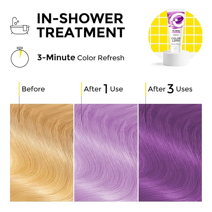 Semi Permanent Hair Color - 6 oz Color Depositing Conditioner with Shea Butter & Almond Oil- Color Conditioner Depositing Hair Mask - Vegan, Paraben, Ammonia & Sulfate Free -Purple