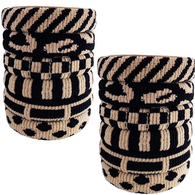 Large Stretch Thick Hair Ties for All Hair Types Seamless Hair Ponies Elastics Ponytail Holders Hair Scrunchies for Thick Hair Hair Accessories Women Girls 12-Pack