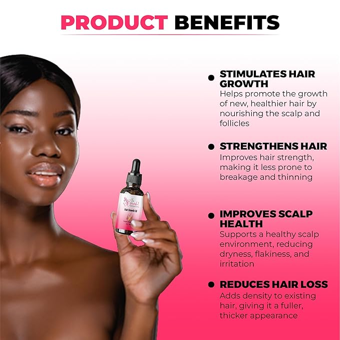 Hair Growth Oil - Ginger Scented, Pink, Unisex Adult, Promotes Thick Long Hair Growth, Suitable For All Hair Types, Vegan & Cruelty-Free