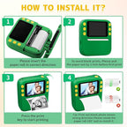 Instant Print Camera for Kids, Christmas Birthday Gifts for Girls Boys, 1080P Instant Digital Print Cameras for Toddler,Portable Toy for 4 5 6 7 8 9 10 Year Old Girl with 32GB SD Card，Green