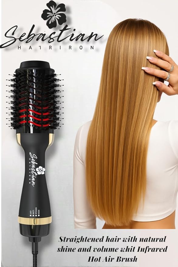 Infrared Professional Hot Air Brush-Premium Salon Quality – Lightweight & Powerful – Sebastian Hair Iron